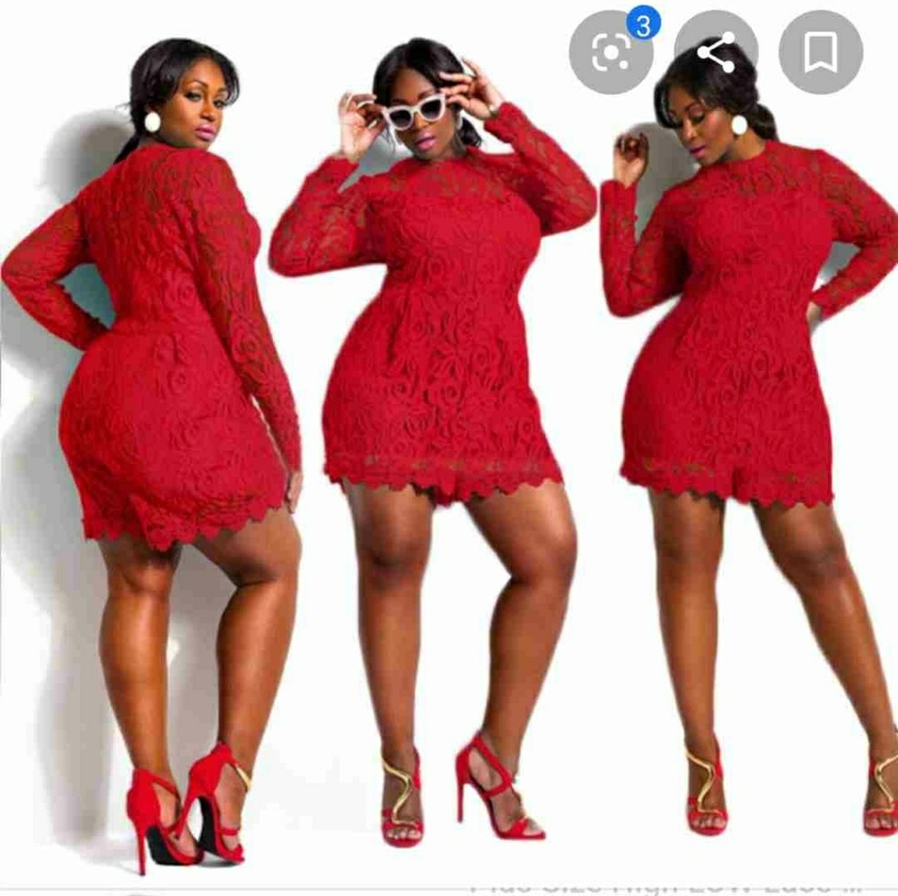 Nwot 2X Red Lace Romper/jumpsuit